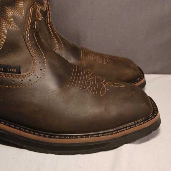 Wolverine Mens Rancher Work Boots 7.5M Brown Leather Mid Calf Steel Toe Western - Picture 11 of 16